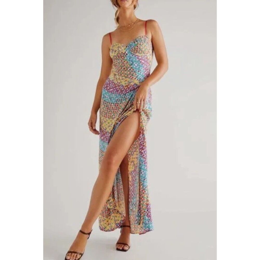 Free People Kaleidoscope Dreams Maxi Dress Multicolor Geometric Print M